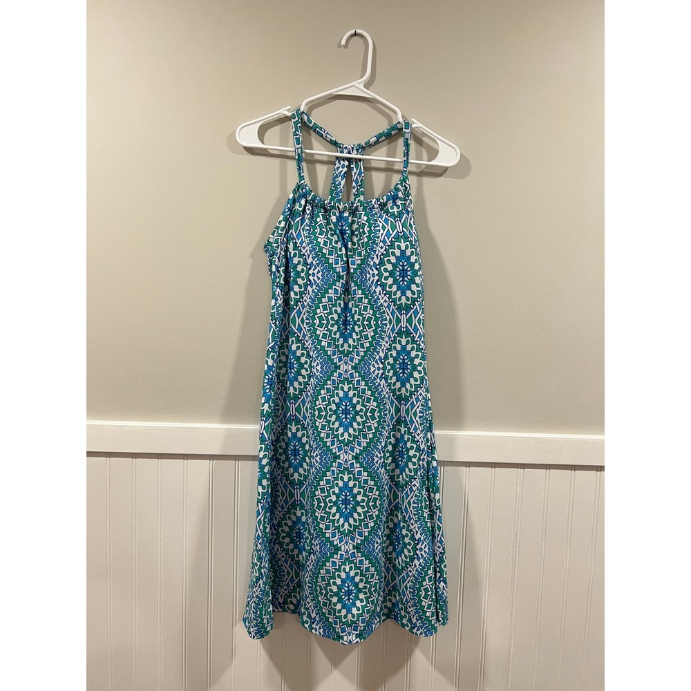 Prana Halter Dress Shelf Bra Casual Geometric Sleeveless Women Size Medium